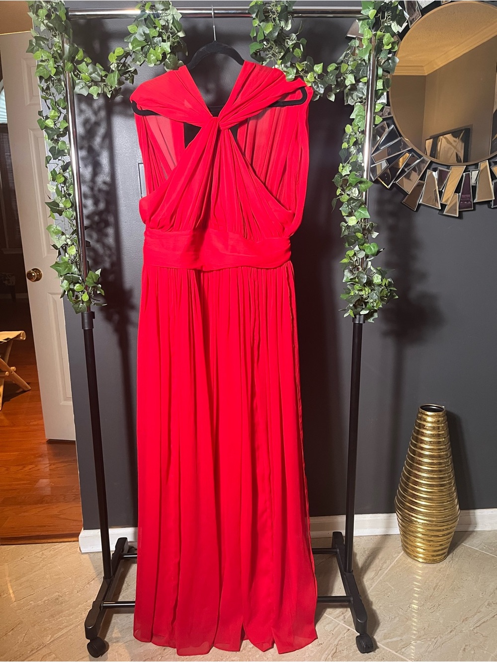 Nicole Richie Collection Red Twisted-Back Maxi Dress